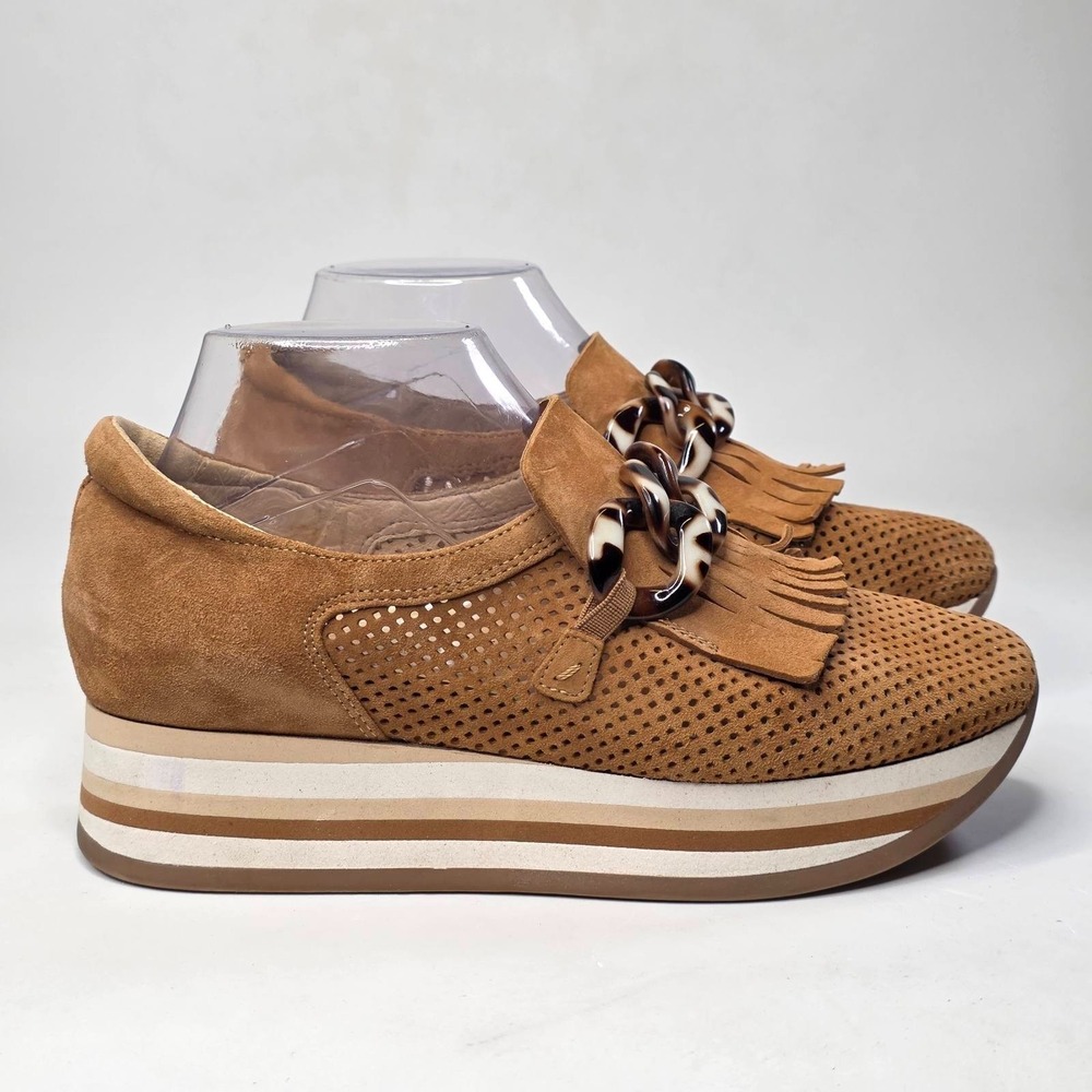 Softwaves Cadie Shoes Women's 7.5 EU 38 Tan Suede Arch Support Platform Sneakers